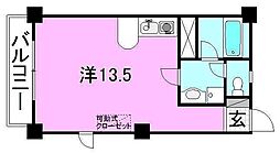 ベルハイム38 ワンルームの間取図画像