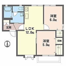 ウエストフィールドA 2LDKの間取図画像