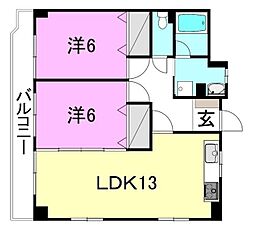 M-COURT湊町 2LDKの間取図画像