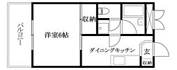 第二ミサワハウス 1DKの間取図画像