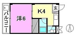 F'sコート 1Kの間取図画像