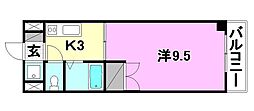 ロイヤルサクラメント 1Kの間取図画像