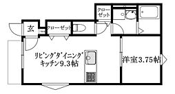 ブルーム西石井 1LDKの間取図画像