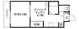 フォレストコート 1DKの間取図画像