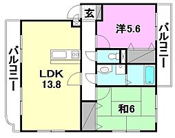 アバンティー2 2LDKの間取図画像