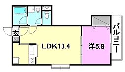 エスターテ道後 1LDKの間取図画像