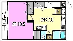 第2あかしマンション 1DKの間取図画像