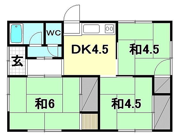 洲之内　博子　借家 013 号室｜愛媛県松山市居相2丁目(賃貸一戸建3DK・1階・44.55㎡)の写真 その2