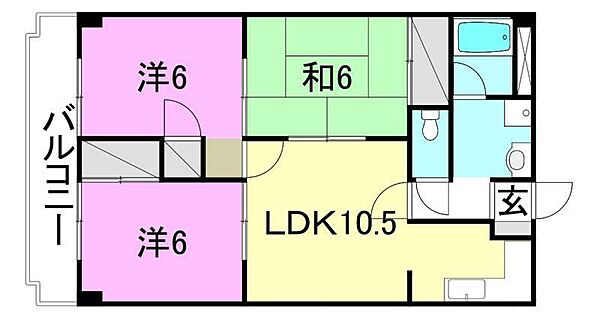 ロイヤルアネックス土居田 305 号室｜愛媛県松山市土居田町(賃貸マンション3LDK・3階・63.00㎡)の写真 その2