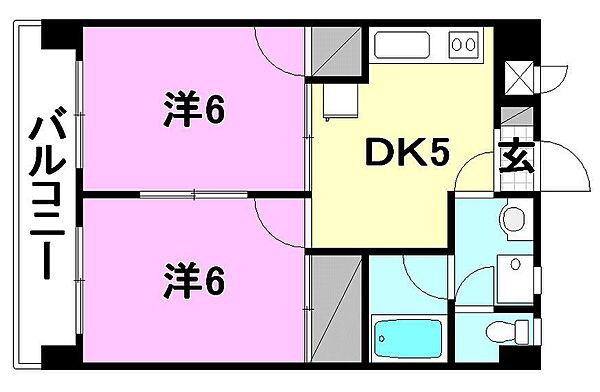 オックスフォードサーカス高岡 202 号室｜愛媛県松山市高岡町(賃貸マンション2DK・2階・32.01㎡)の写真 その2