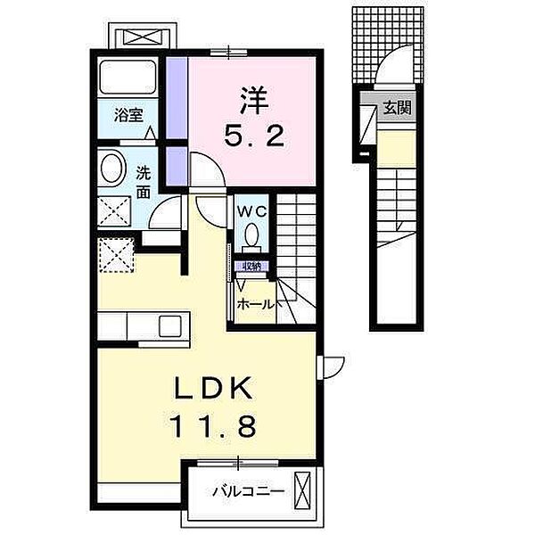 シャンテ・クレール 201 号室｜愛媛県松山市北斎院町(賃貸アパート1LDK・2階・41.36㎡)の写真 その2