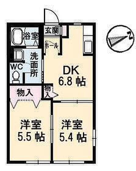 サウスプラム 101 号室｜愛媛県松山市南梅本町(賃貸アパート2DK・1階・40.30㎡)の写真 その2