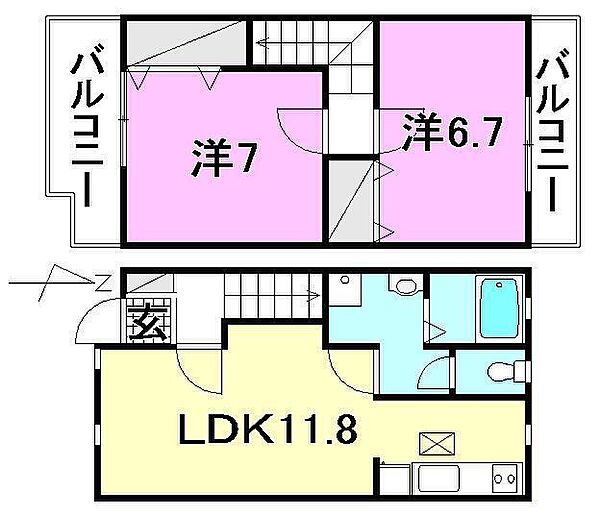 エレガンテ　パティオ　II 202 号室｜愛媛県伊予郡松前町伊予郡北黒田(賃貸アパート2LDK・2階・60.82㎡)の写真 その2