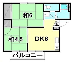 ＡＢＣハイム志津川 2階2DKの間取り