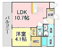 Will Style 陣原 R 1階1LDKの間取り