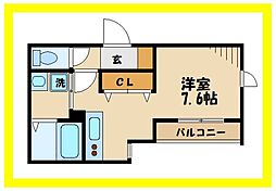 エスポワール溝の口 3階ワンルームの間取り