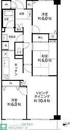 岸根公園ハイツ 3LDKの間取図画像