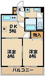 ファーストクラス荏田 2DKの間取図画像