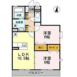 プレミール 2LDKの間取図画像