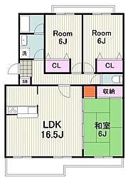 グリーンヒル藤が丘C 3LDKの間取図画像