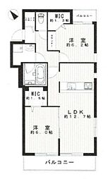 LIBERTE藤が丘 2LDKの間取図画像