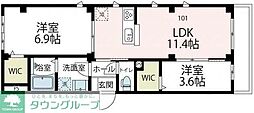 サンパティーク高津 2LDKの間取図画像