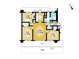 レスポワール寝屋川公園 3LDKの間取図画像