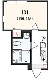 JR横浜線 小机駅 徒歩4分の賃貸アパート 1階1Kの間取り