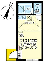 ユナイト三ッ沢マイルストーン 1階ワンルームの間取り