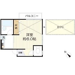 エリシオン 1Kの間取図画像