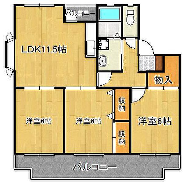 プレジデントタカヤ5 ｜福岡県北九州市小倉南区企救丘2丁目(賃貸マンション3LDK・4階・70.00㎡)の写真 その2