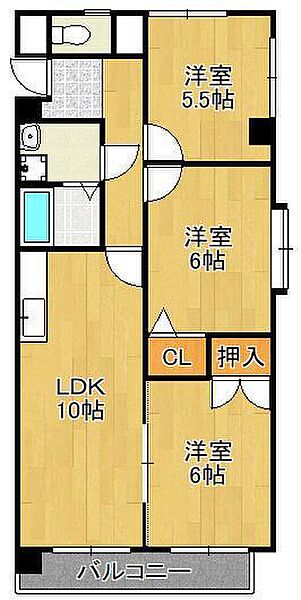 デア　クエール ｜福岡県北九州市小倉南区南方3丁目(賃貸マンション3LDK・3階・63.80㎡)の写真 その2