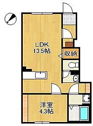 カーサ・リブラ 1LDKの間取図画像