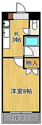 ルネッサンスTOEIもりつね 1Kの間取図画像