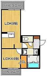 D-room城野 1LDKの間取図画像