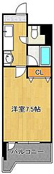 ニューサンリバー6番館 1Kの間取図画像