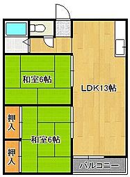 ワシントンハイツ 2LDKの間取図画像