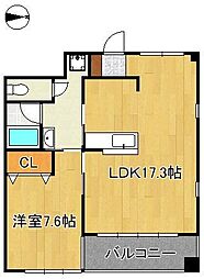 嵐山ツインビル東館 1LDKの間取図画像