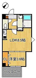 (仮称)ジーメゾン城野 1LDKの間取図画像