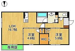 D-ROOM若園 2LDKの間取図画像