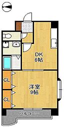 ベルガ北方 1DKの間取図画像