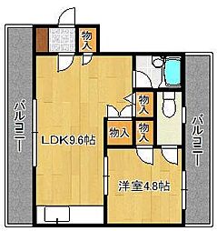 プレアール若園 1LDKの間取図画像