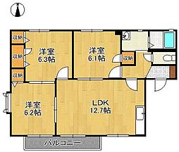 コモンシティ志井パート2G 3LDKの間取図画像