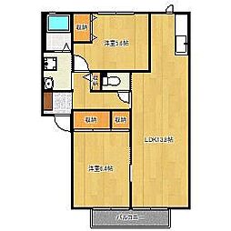 オー・ボワ・バティール1C 2LDKの間取図画像