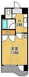 ニューサンリバー6番館 1Kの間取図画像