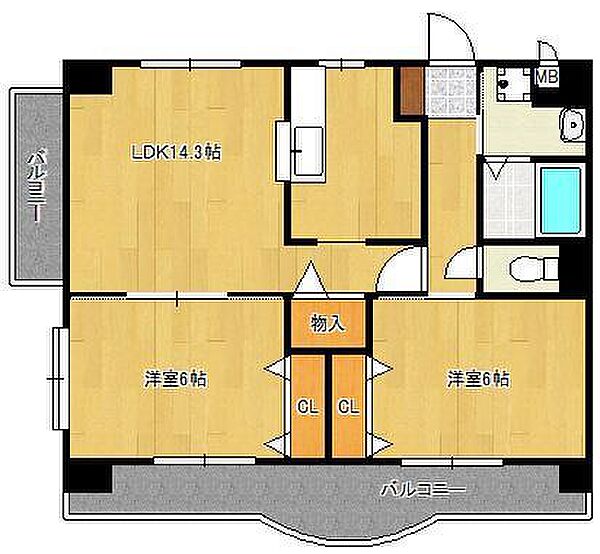 クレール長尾II ｜福岡県北九州市小倉南区長尾1丁目(賃貸マンション2LDK・5階・57.80㎡)の写真 その2