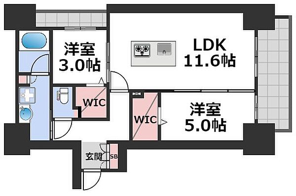 アーバネックス南新町 ｜大阪府大阪市中央区南新町2丁目(賃貸マンション2LDK・5階・49.81㎡)の写真 その2