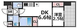 セレニテ阿波座ミラク 11階1DKの間取り