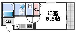 L.fino岸里WEST 4階1Kの間取り