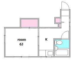 サンハウス 2階1Kの間取り